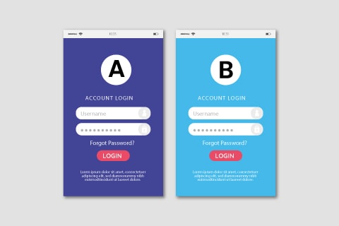 A/B testing done in email marketing is shown as representations